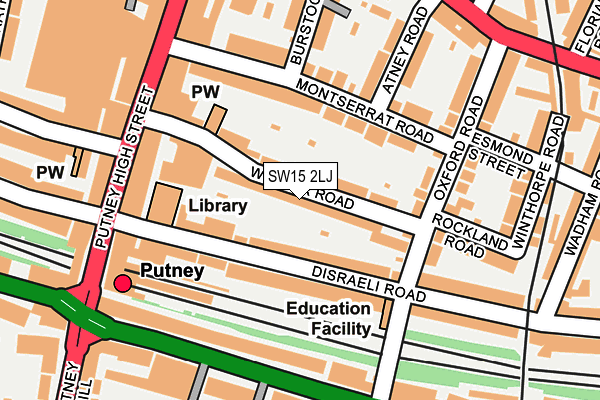 SW15 2LJ map - OS OpenMap – Local (Ordnance Survey)