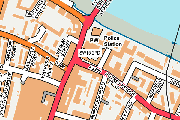 SW15 2PD map - OS OpenMap – Local (Ordnance Survey)