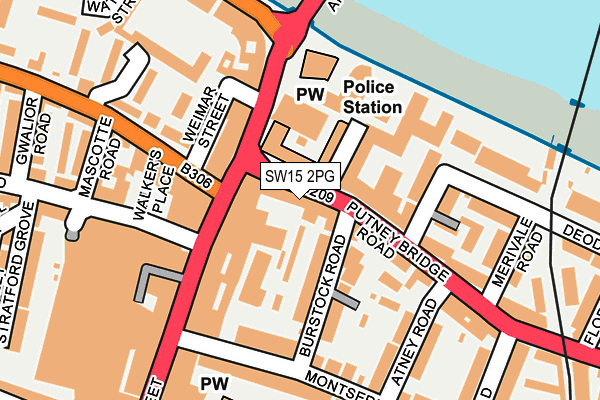 SW15 2PG map - OS OpenMap – Local (Ordnance Survey)