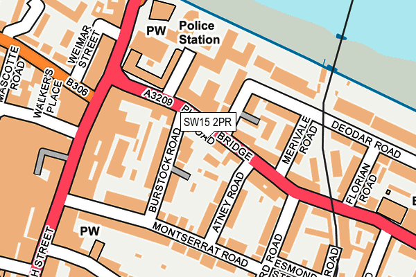 SW15 2PR map - OS OpenMap – Local (Ordnance Survey)