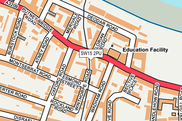 SW15 2PU map - OS OpenMap – Local (Ordnance Survey)