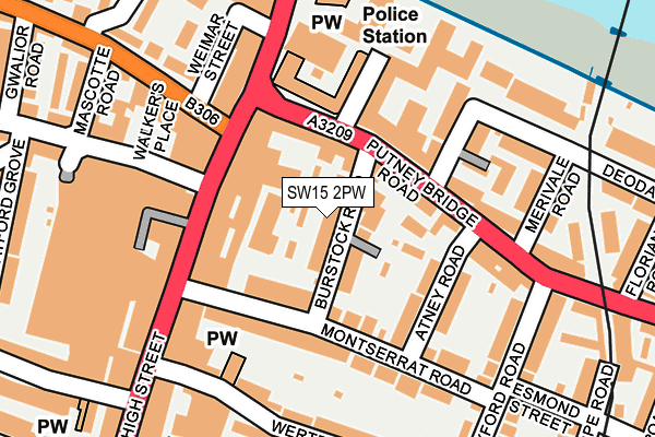 SW15 2PW map - OS OpenMap – Local (Ordnance Survey)