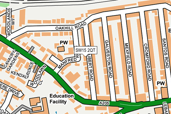 SW15 2QT map - OS OpenMap – Local (Ordnance Survey)