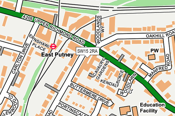 SW15 2RA map - OS OpenMap – Local (Ordnance Survey)