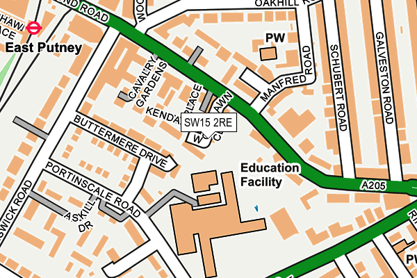 SW15 2RE map - OS OpenMap – Local (Ordnance Survey)