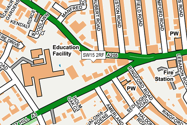 SW15 2RF map - OS OpenMap – Local (Ordnance Survey)