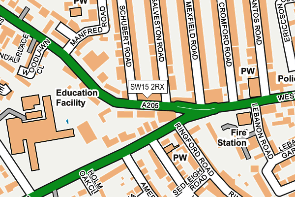 SW15 2RX map - OS OpenMap – Local (Ordnance Survey)