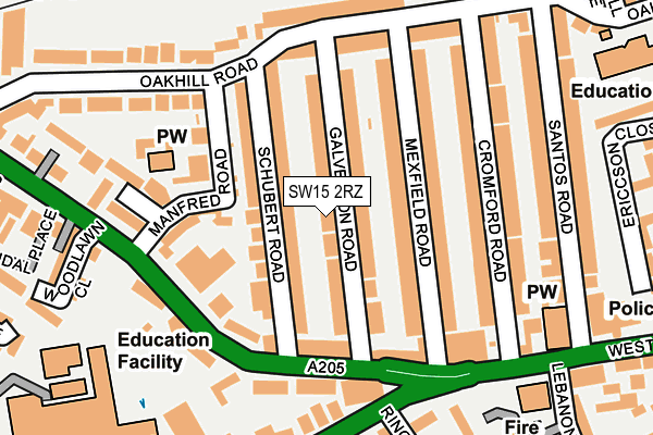 SW15 2RZ map - OS OpenMap – Local (Ordnance Survey)