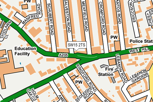 SW15 2TS map - OS OpenMap – Local (Ordnance Survey)