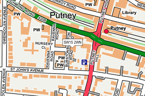 SW15 2WN map - OS OpenMap – Local (Ordnance Survey)