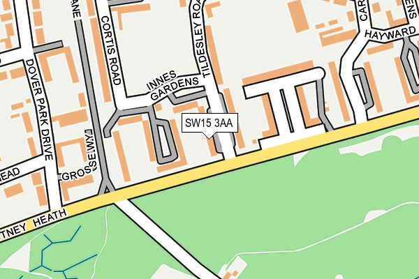 SW15 3AA map - OS OpenMap – Local (Ordnance Survey)