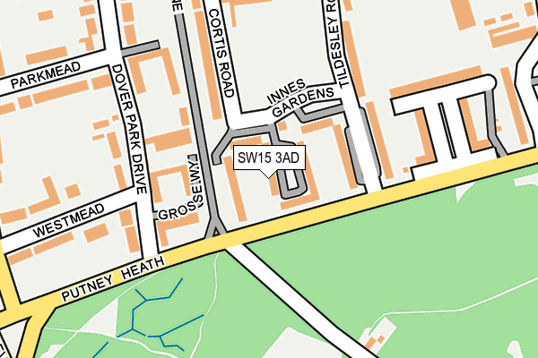 SW15 3AD map - OS OpenMap – Local (Ordnance Survey)