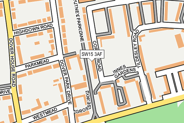 SW15 3AF map - OS OpenMap – Local (Ordnance Survey)