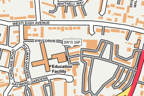 SW15 3AP map - OS OpenMap – Local (Ordnance Survey)