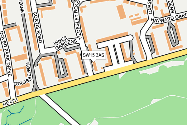 SW15 3AS map - OS OpenMap – Local (Ordnance Survey)