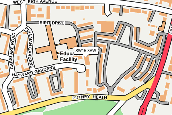 SW15 3AW map - OS OpenMap – Local (Ordnance Survey)