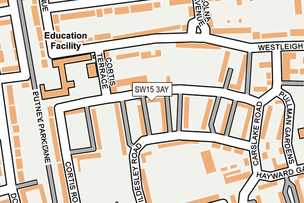 SW15 3AY map - OS OpenMap – Local (Ordnance Survey)