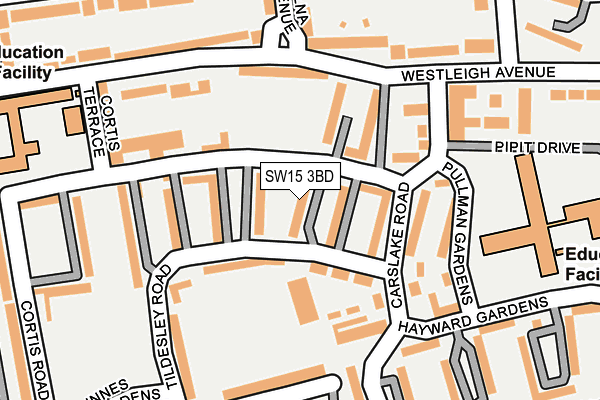 SW15 3BD map - OS OpenMap – Local (Ordnance Survey)