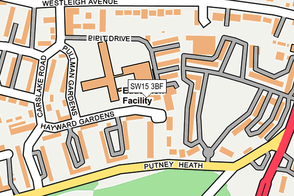 SW15 3BF map - OS OpenMap – Local (Ordnance Survey)