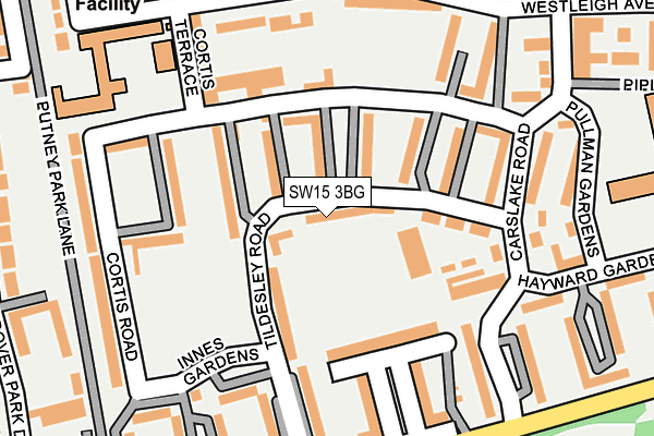 SW15 3BG map - OS OpenMap – Local (Ordnance Survey)