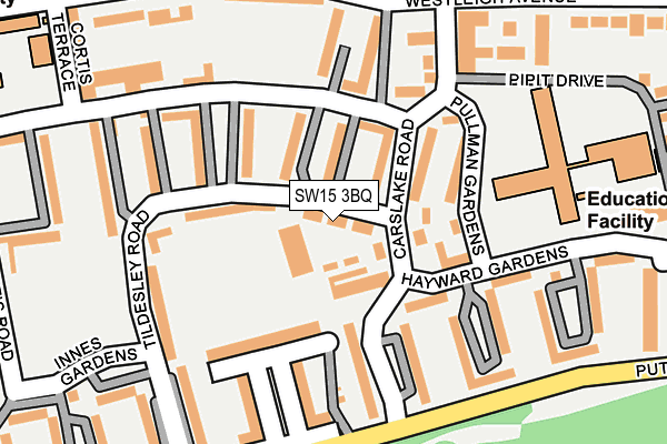 SW15 3BQ map - OS OpenMap – Local (Ordnance Survey)
