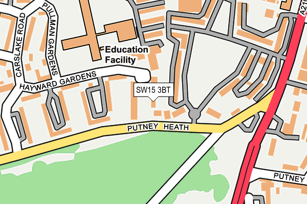 SW15 3BT map - OS OpenMap – Local (Ordnance Survey)