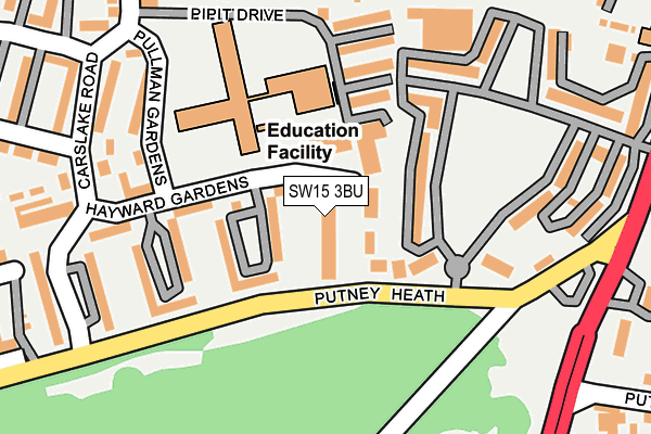 SW15 3BU map - OS OpenMap – Local (Ordnance Survey)