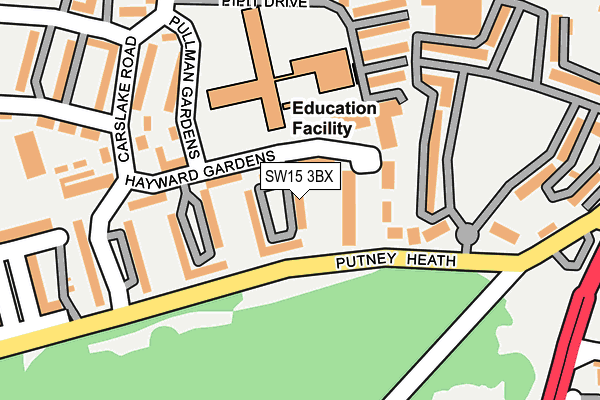 SW15 3BX map - OS OpenMap – Local (Ordnance Survey)