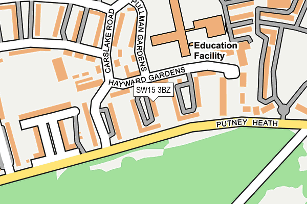 SW15 3BZ map - OS OpenMap – Local (Ordnance Survey)
