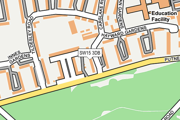 SW15 3DB map - OS OpenMap – Local (Ordnance Survey)