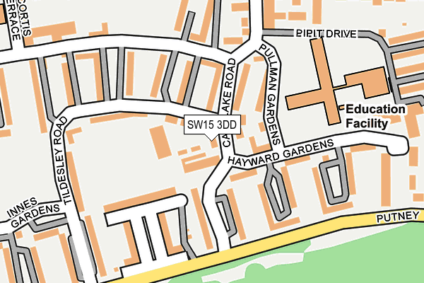 SW15 3DD map - OS OpenMap – Local (Ordnance Survey)