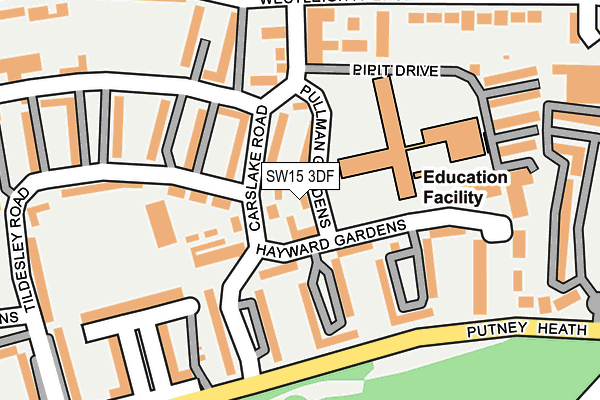 SW15 3DF map - OS OpenMap – Local (Ordnance Survey)