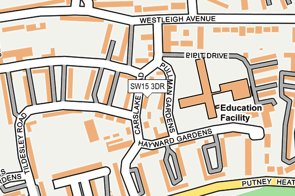 SW15 3DR map - OS OpenMap – Local (Ordnance Survey)