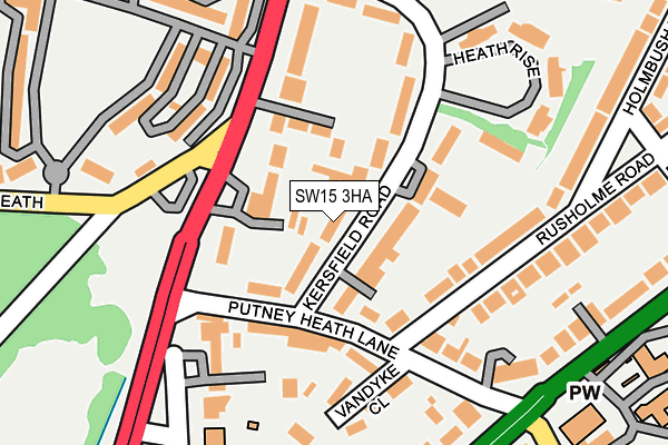 SW15 3HA map - OS OpenMap – Local (Ordnance Survey)