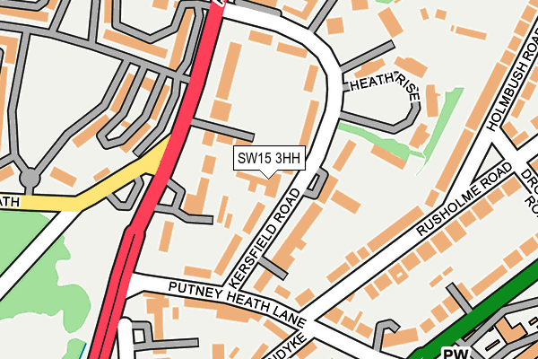 SW15 3HH map - OS OpenMap – Local (Ordnance Survey)