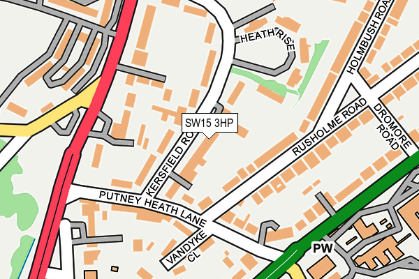 SW15 3HP map - OS OpenMap – Local (Ordnance Survey)