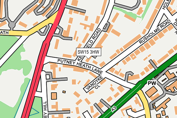 SW15 3HW map - OS OpenMap – Local (Ordnance Survey)