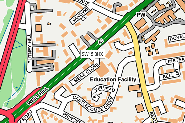 SW15 3HX map - OS OpenMap – Local (Ordnance Survey)