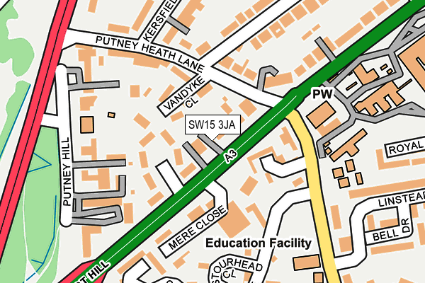 SW15 3JA map - OS OpenMap – Local (Ordnance Survey)