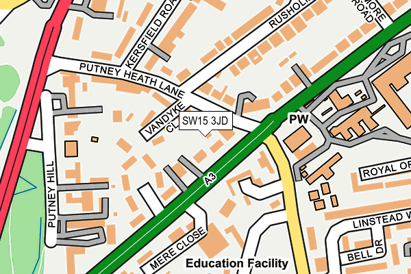 SW15 3JD map - OS OpenMap – Local (Ordnance Survey)