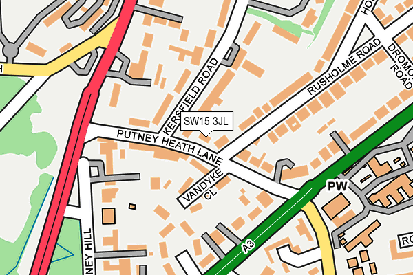 SW15 3JL map - OS OpenMap – Local (Ordnance Survey)