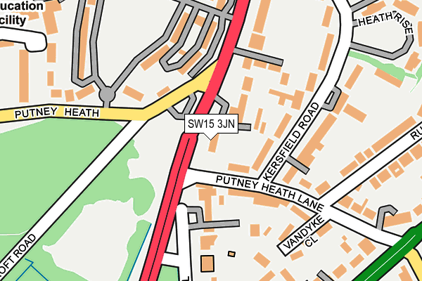 SW15 3JN map - OS OpenMap – Local (Ordnance Survey)