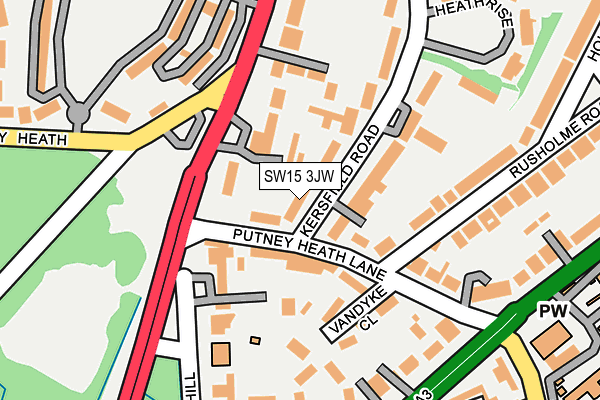 SW15 3JW map - OS OpenMap – Local (Ordnance Survey)