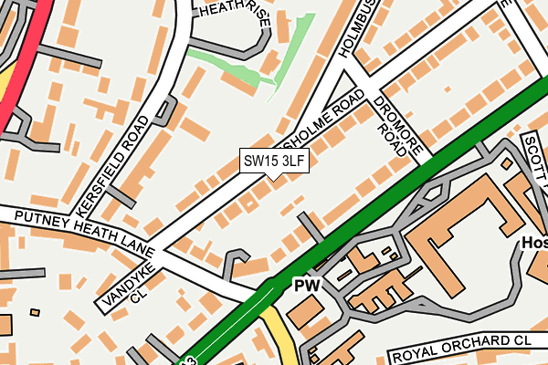 SW15 3LF map - OS OpenMap – Local (Ordnance Survey)
