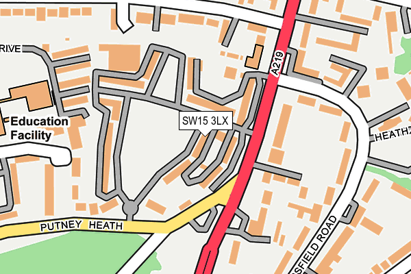 SW15 3LX map - OS OpenMap – Local (Ordnance Survey)