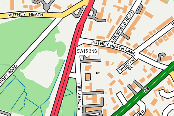 SW15 3NS map - OS OpenMap – Local (Ordnance Survey)