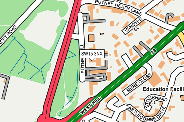 SW15 3NX map - OS OpenMap – Local (Ordnance Survey)