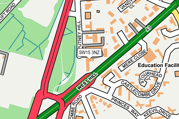 SW15 3NZ map - OS OpenMap – Local (Ordnance Survey)