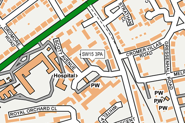 SW15 3PA map - OS OpenMap – Local (Ordnance Survey)