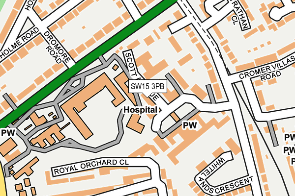 SW15 3PB map - OS OpenMap – Local (Ordnance Survey)